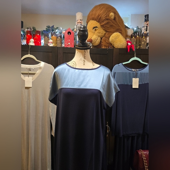 Frette Cascade Lounge Collection 2025- NWT Nightgown Blue Silk- Cotton - Picture 6 of 15